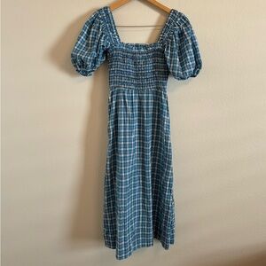 ganni blue plaid dress Seersucker Check V-Neck Mini Dress main image 0